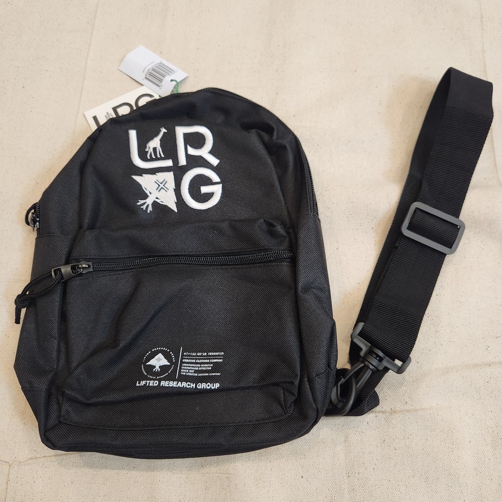 New LRG Lifted Research Group Lifecycle Sling Bag Black Crossbody Pack